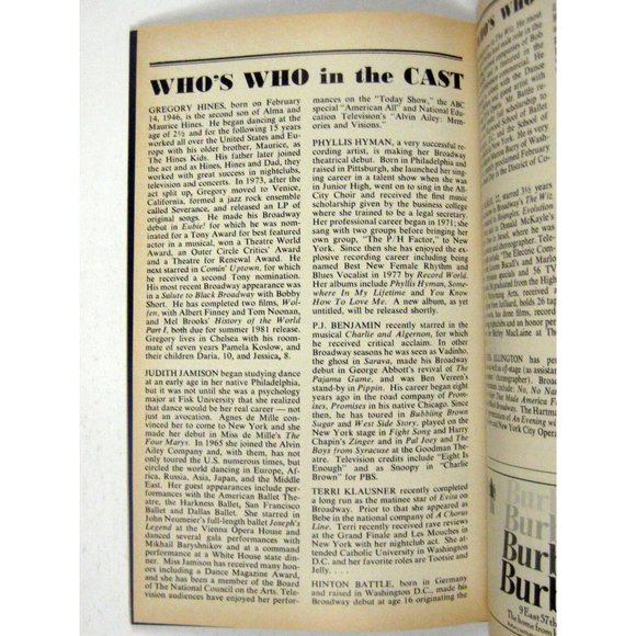 Duke Ellington Ladies Playbill April 1981 Gregory Hines Jamison Hinton Battle - Picture 8 of 9